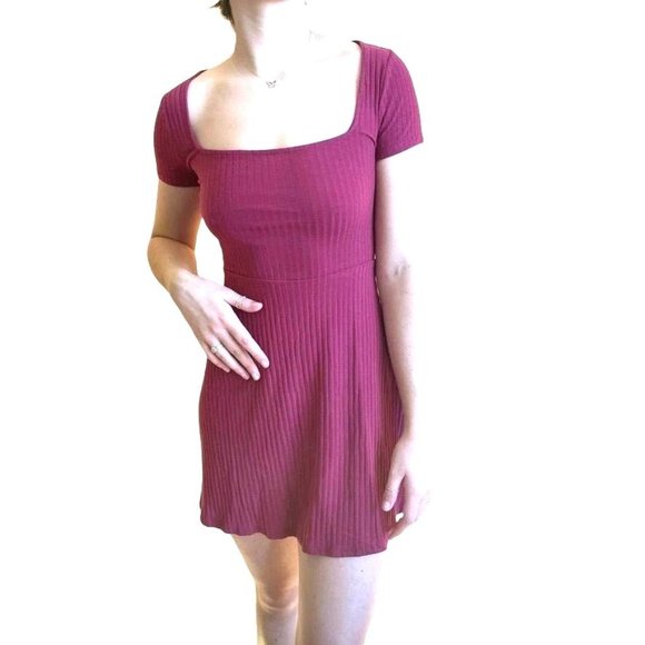 Urban Outfitters Dresses & Skirts - URBAN OUTFITTERS A-LINE WINE COLOR MINI DRESS W/SQUARE NECK LINE SZ:M NWT